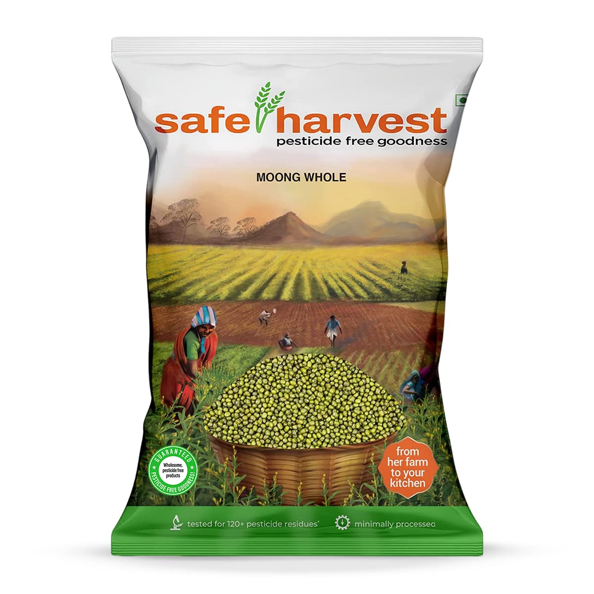 Safe Harvest Moong Green Whole, 500g