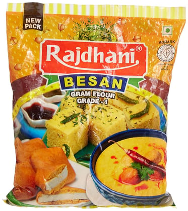 Rajdhani Organic Besan Flour - 100% Pure Chickpea Flour for Healthy Cooking - 500g Pack |Rajdhani Besan | 100% Chana Dal Besan | Organic Gluten Free Besan |