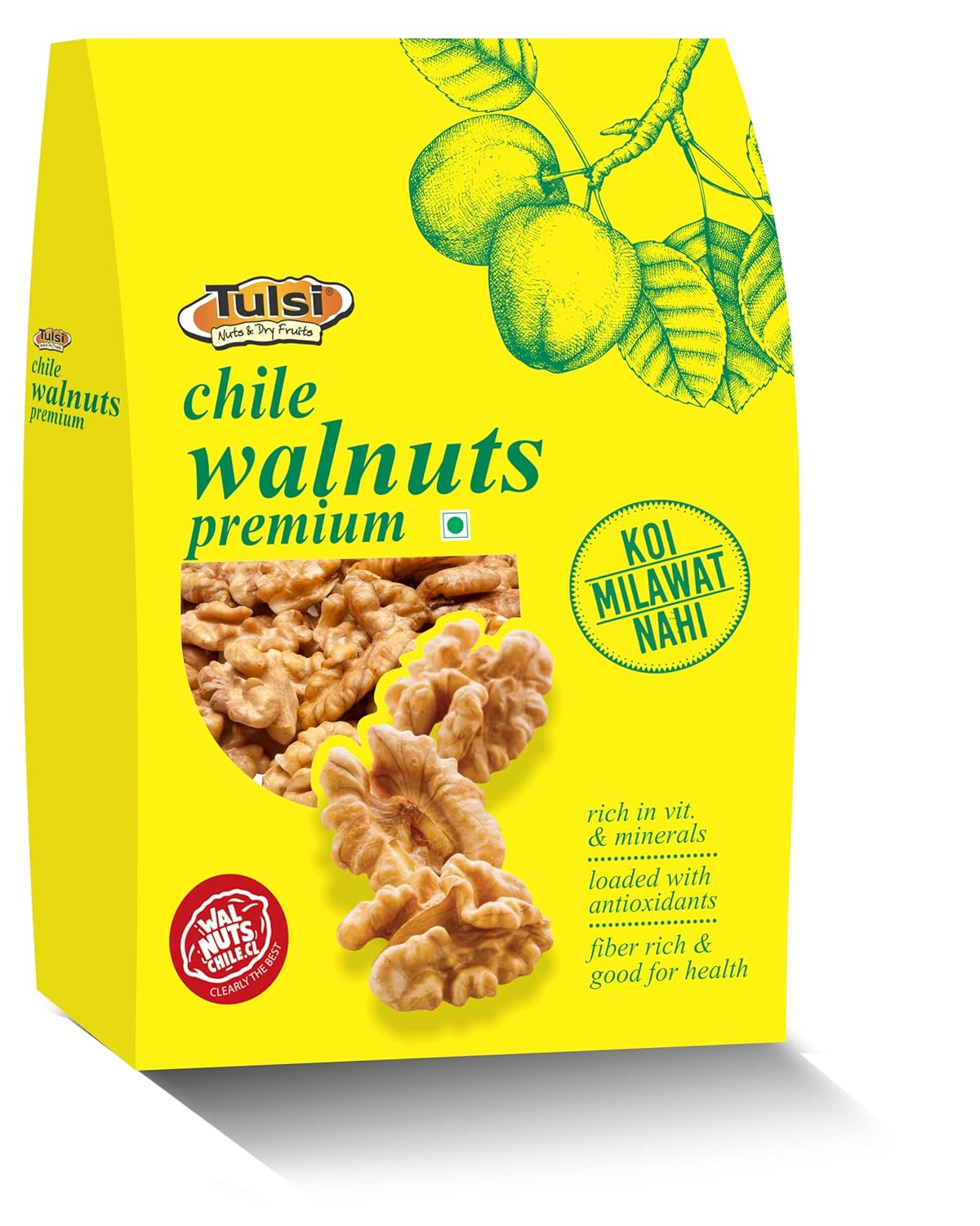 Tulsi Chile Premium Walnuts Kernels 200g | Large Size | Inshell Walnuts Akhrot | Delicious & Crunchy Walnuts | High in Protein & Iron | High in Antioxidants | Premium Akhrot | Rich in Omega-3