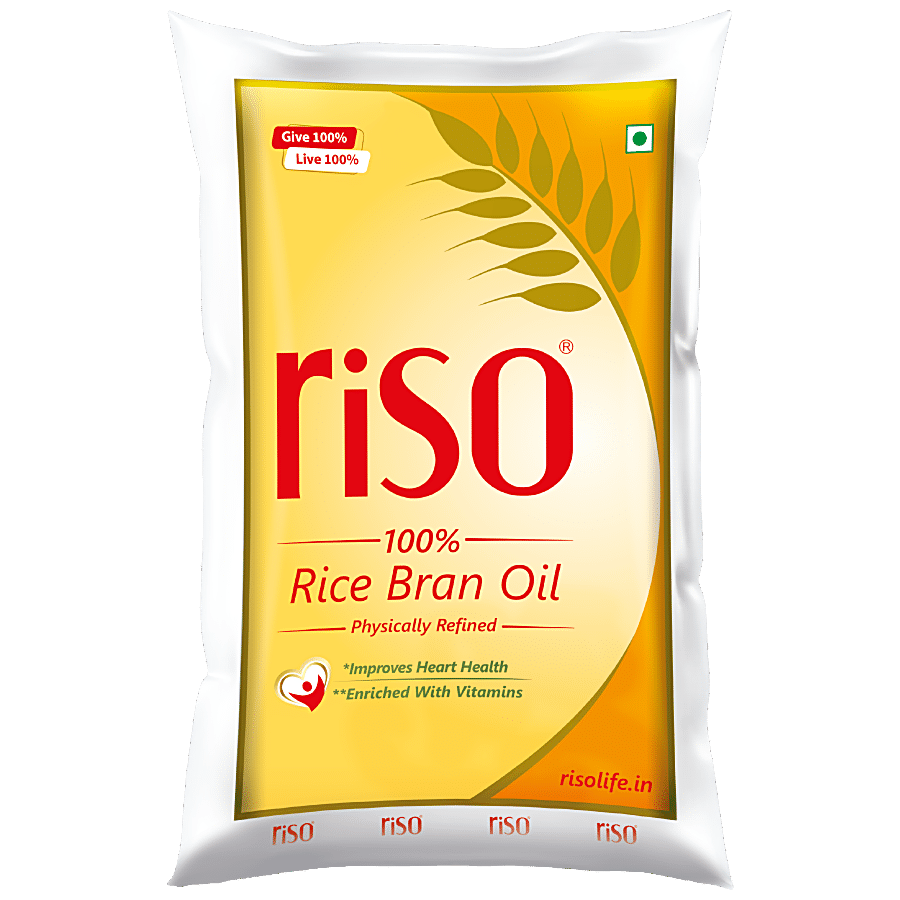 Riso 100% Physically Refined Rice Bran Oil - Rich In Natural Oryzanol, 1 L Pouch