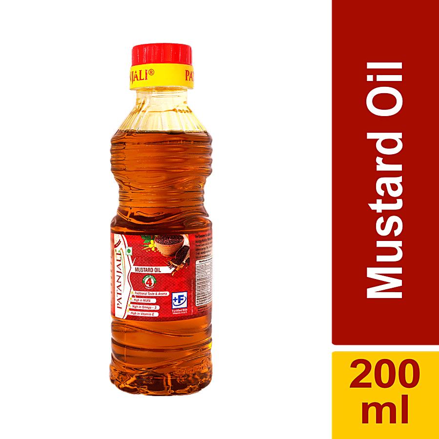Patanjali Fortified Mustard Oil, 200 Ml Bottle