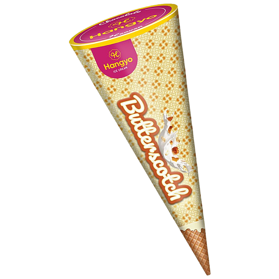 Hangyo Butterscotch Cone - Medium Fat Ice Cream, 110 Ml