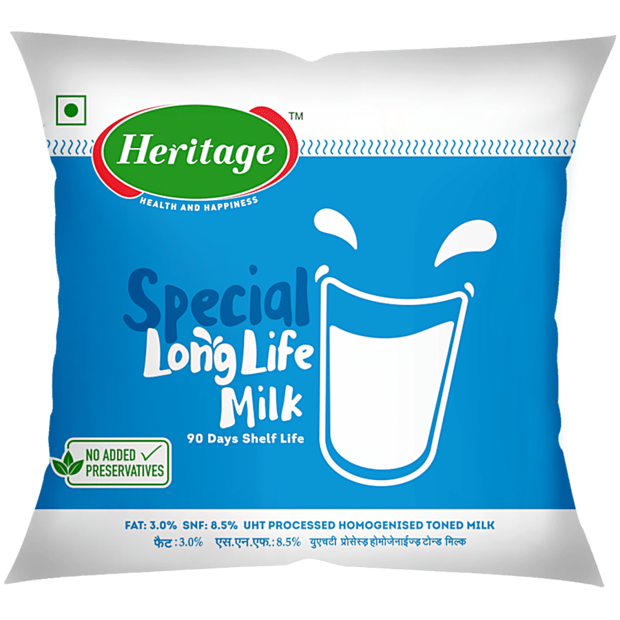 Heritage Special Uht Processed Homogenised Toned Milk, 500 Ml Pouch