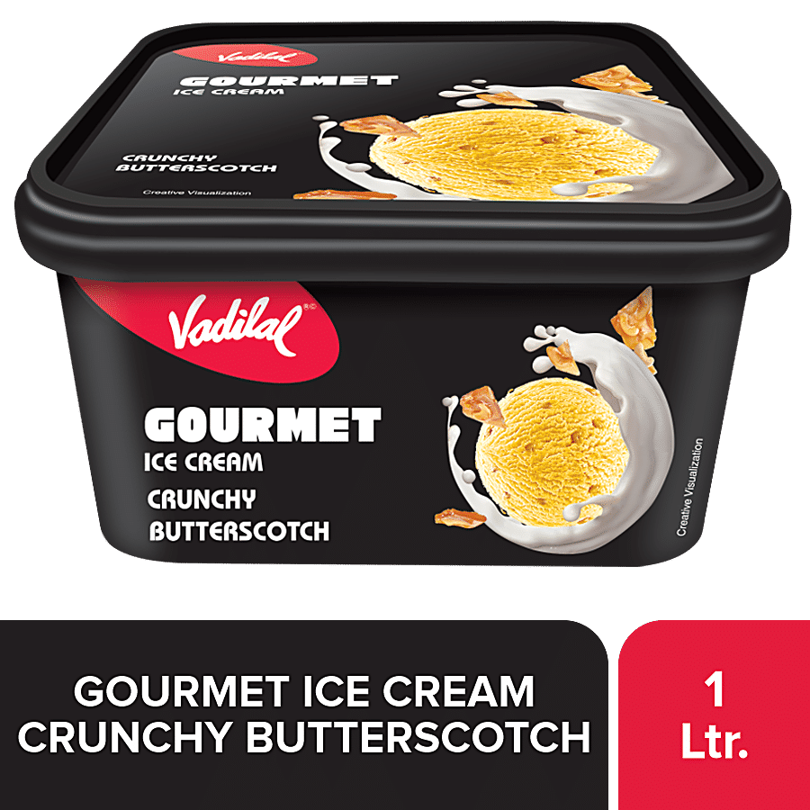 Vadilal Gourmet Ice Cream - Butter Scotch, Crunchy, Rich & Creamy Dessert, 1 L Tub