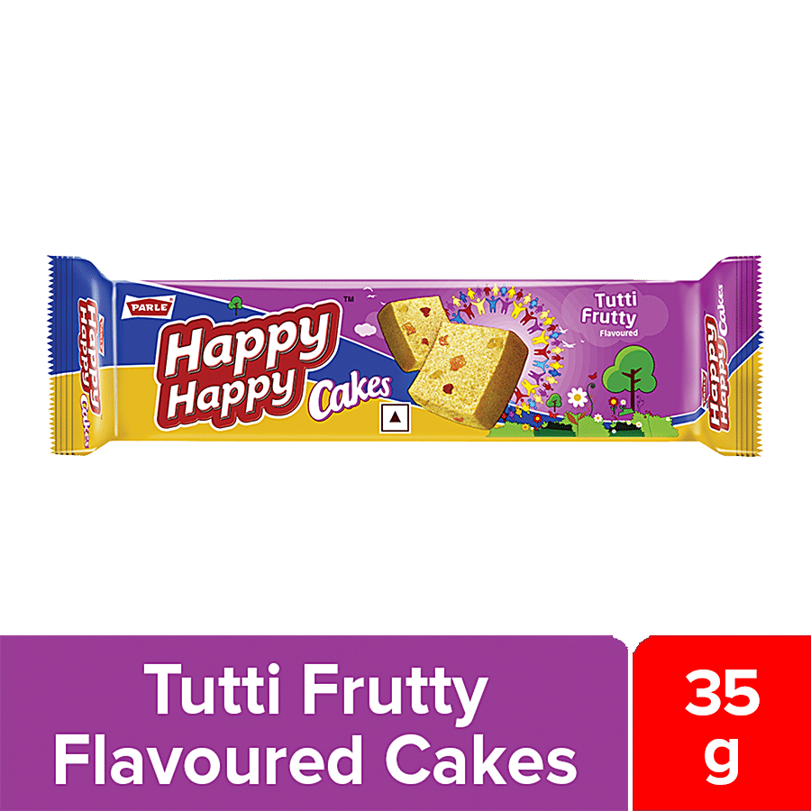 Parle Happy Happy Cake - Tutti Frutty Flavoured, 35 G Pouch