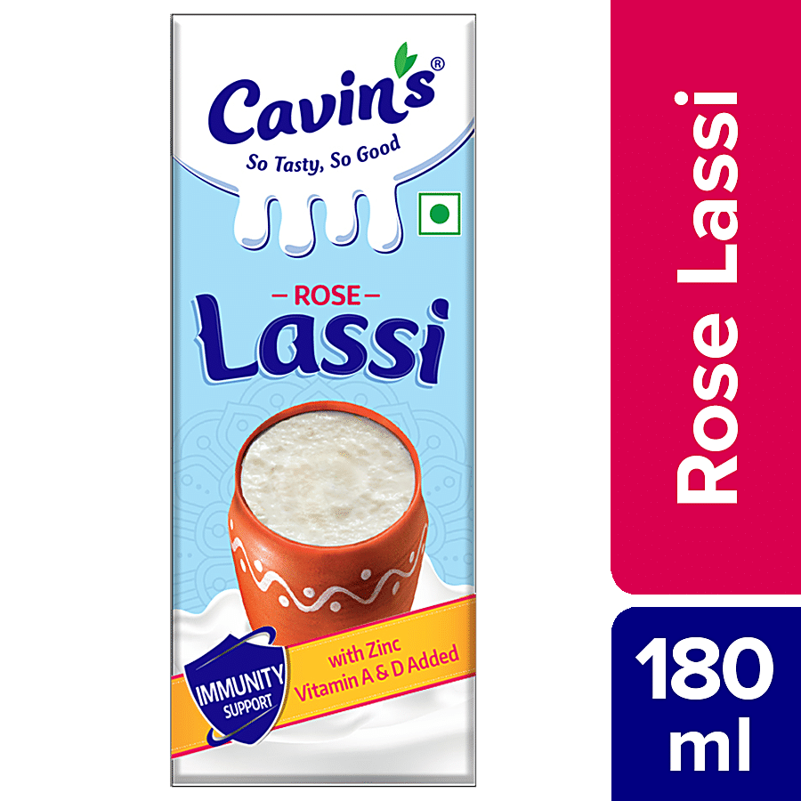 Cavins Rose Lassi - With Zinc, Vitamin A & D Added, Supports Immunity, 180 Ml