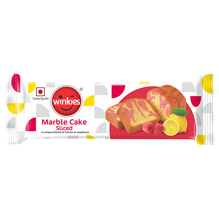 Winkies Marble Sliced Cake - Lemon & Raspberry, Fluffy, Soft, Rich In Taste, 110 G Packet
