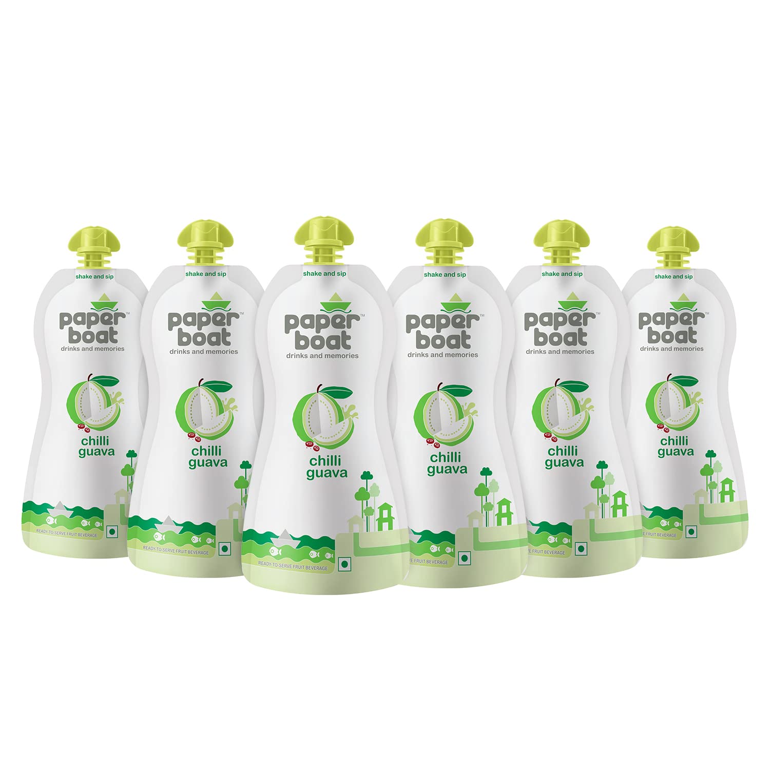 Paper Boat Chilli Guava Fruit Juice, No Preservatives And Colours (Pack Of 6, 200Ml Each)