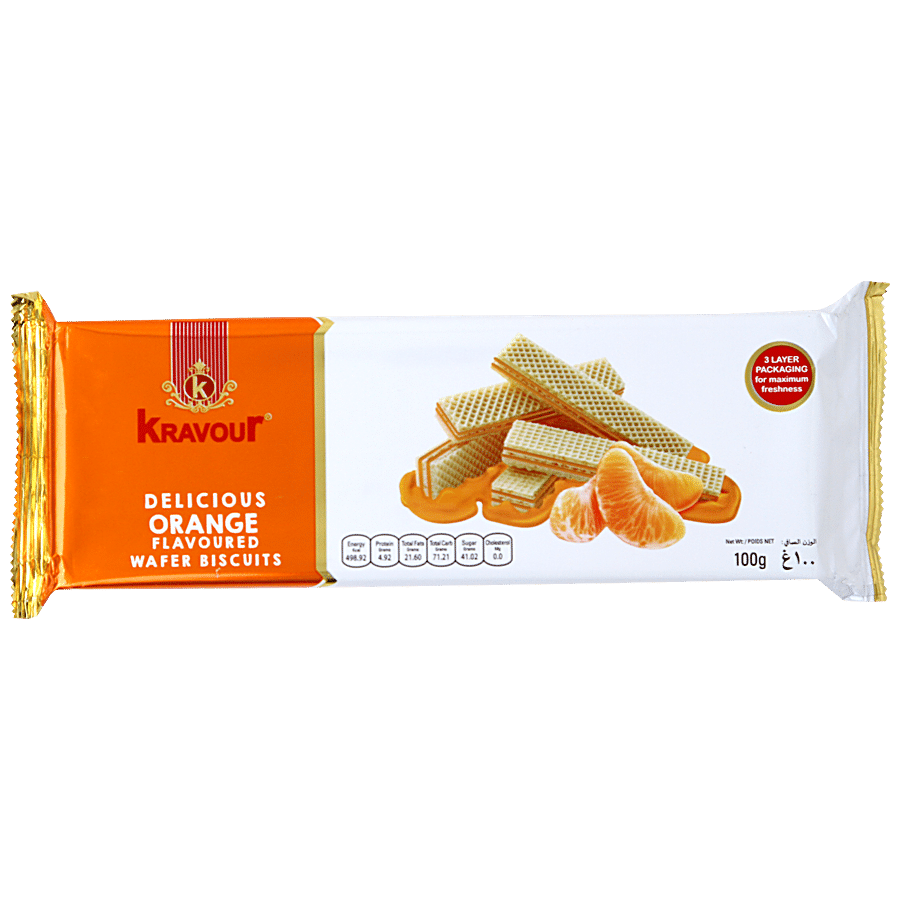 Kravour Orange Flavoured Wafer Biscuits, 100 G