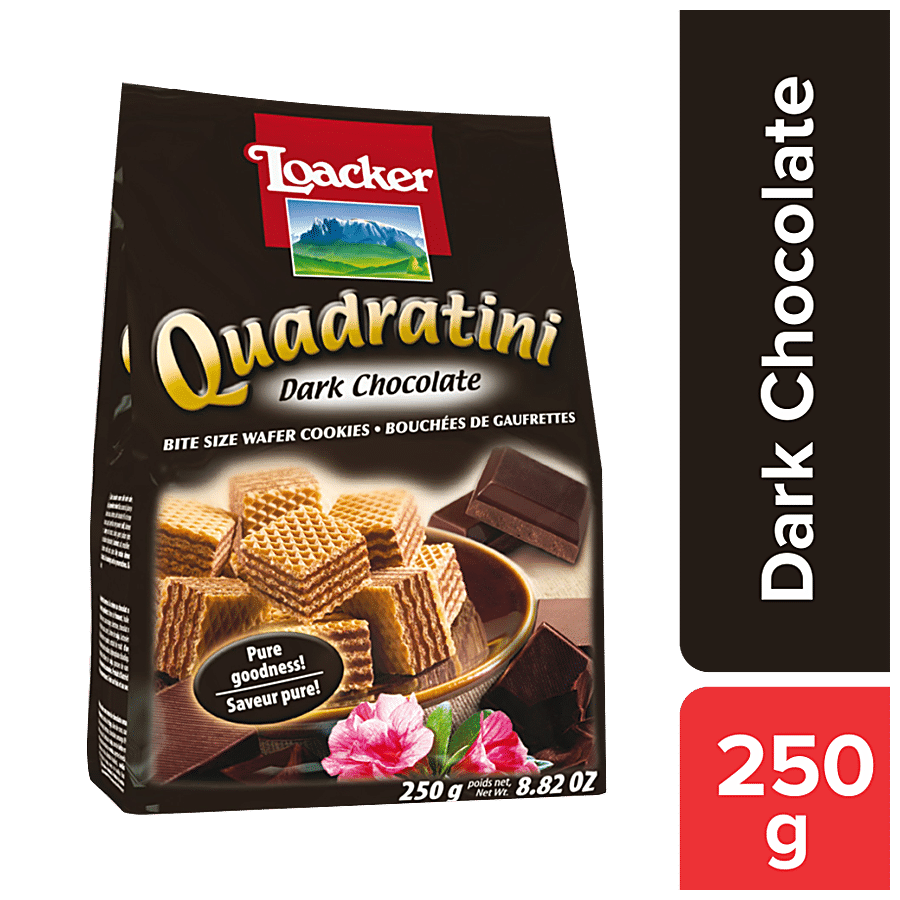 Loacker Quadratini Dark Chocolate, 250 G Pouch