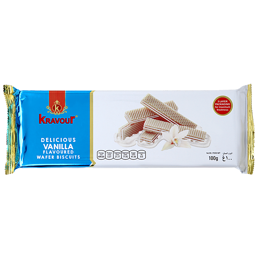 Kravour Vanilla Flavoured Wafer Biscuits, 100 G
