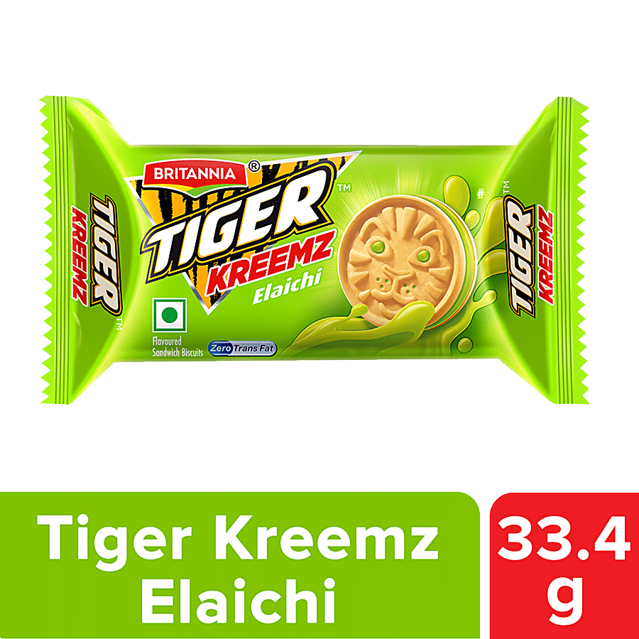 Britannia Tiger Kreemz - Elaichi Cream Biscuits, 33.4 G