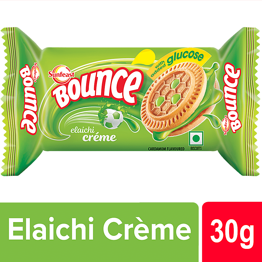 Sunfeast Bounce Biscuits - Elaichi Creme Cookies, 39 G Pouch