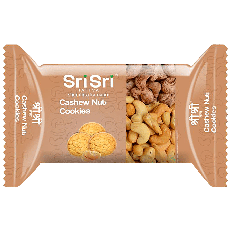 Sri Sri Tattva Cashew Nut Cookies - Teatime Snack, For Diet Conscious, 60 G