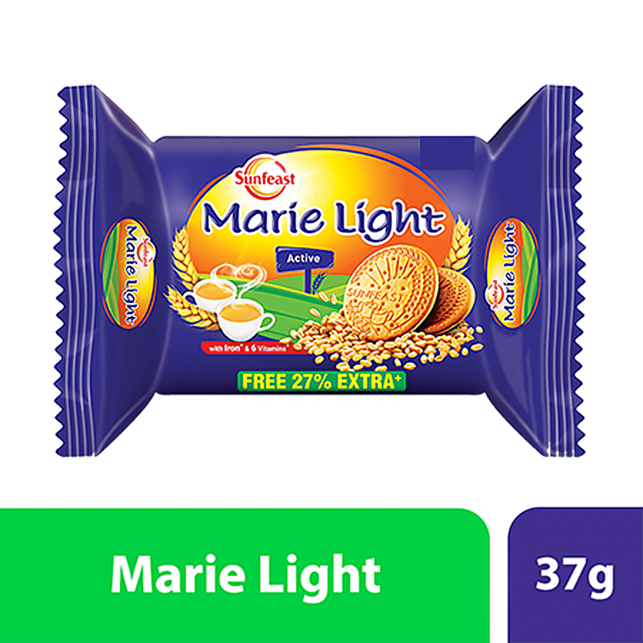 Sunfeast Marie Light Active Biscuits - With Iron & 6 Vitamins, Tea Time Partner, 47 G Pouch