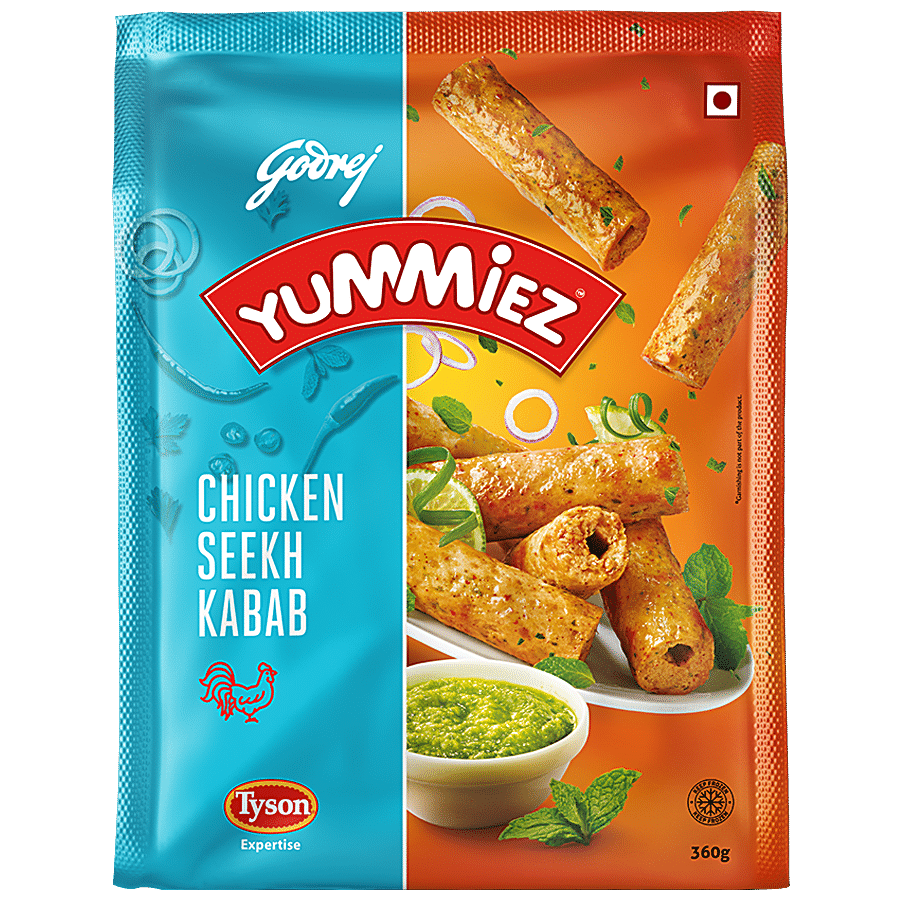 Godrej Yummiez Yummiez Chicken Seekh Kabab, 360 G Pouch