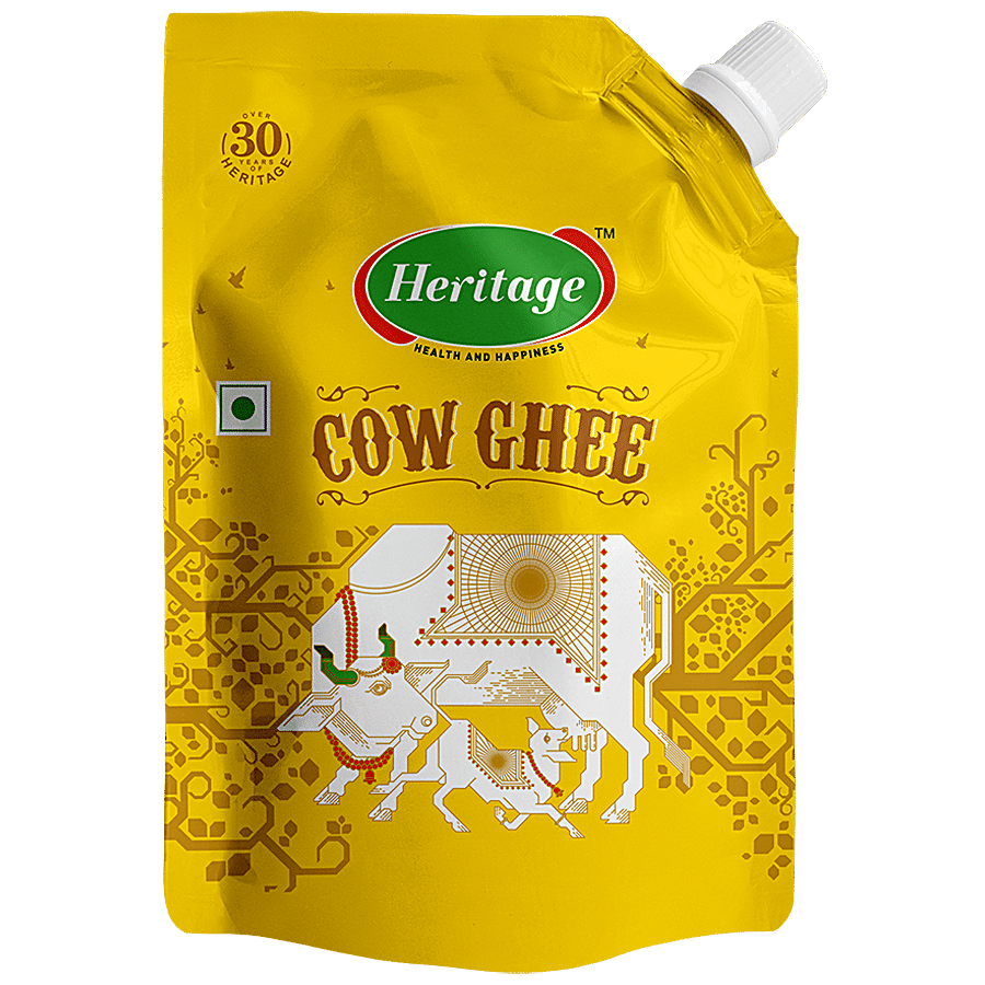 Heritage Cow Ghee - Rich In Vitamins, Minerals, Healthy & Taste, 200 Ml Spout Pouch
