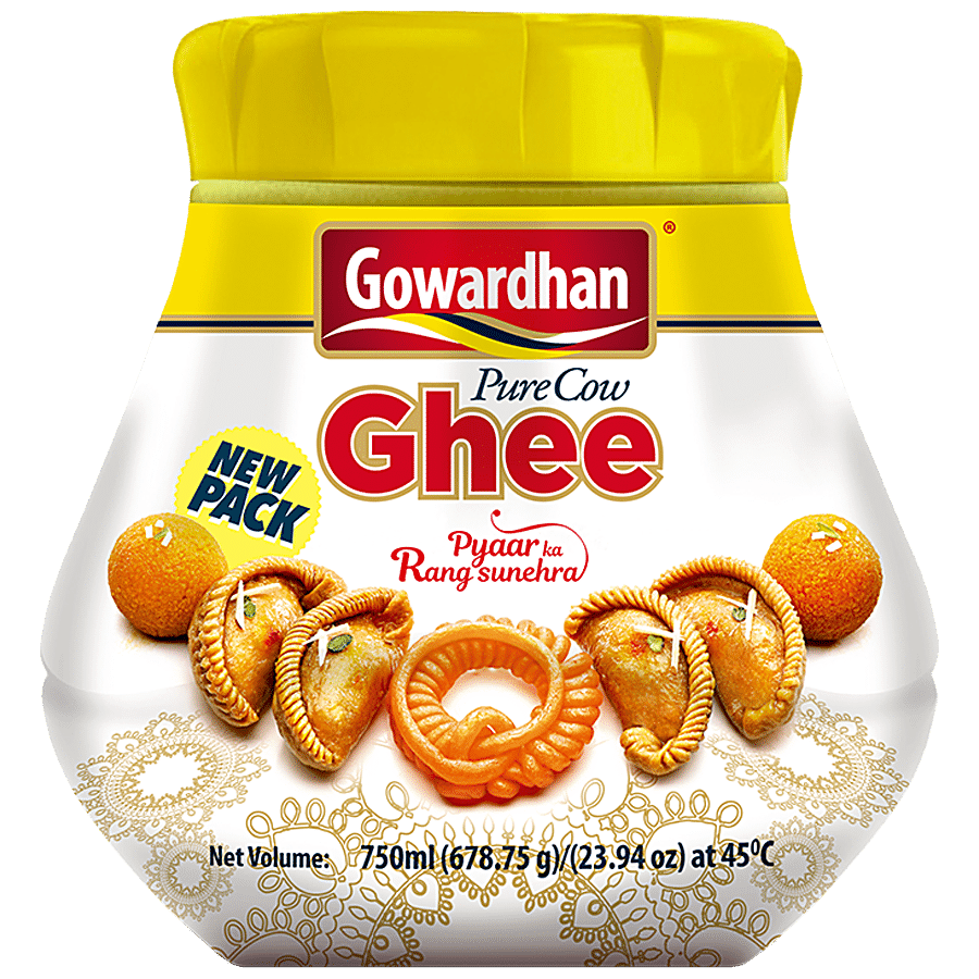 Gowardhan Pure Cow Ghee - Premium Quality, Rich In Vitamins, 750 Ml Jar