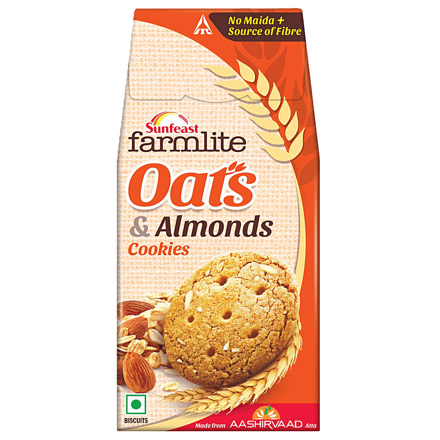 Sunfeast Farmlite Biscuit - Cookies Oats & Almonds, 150 g Carton