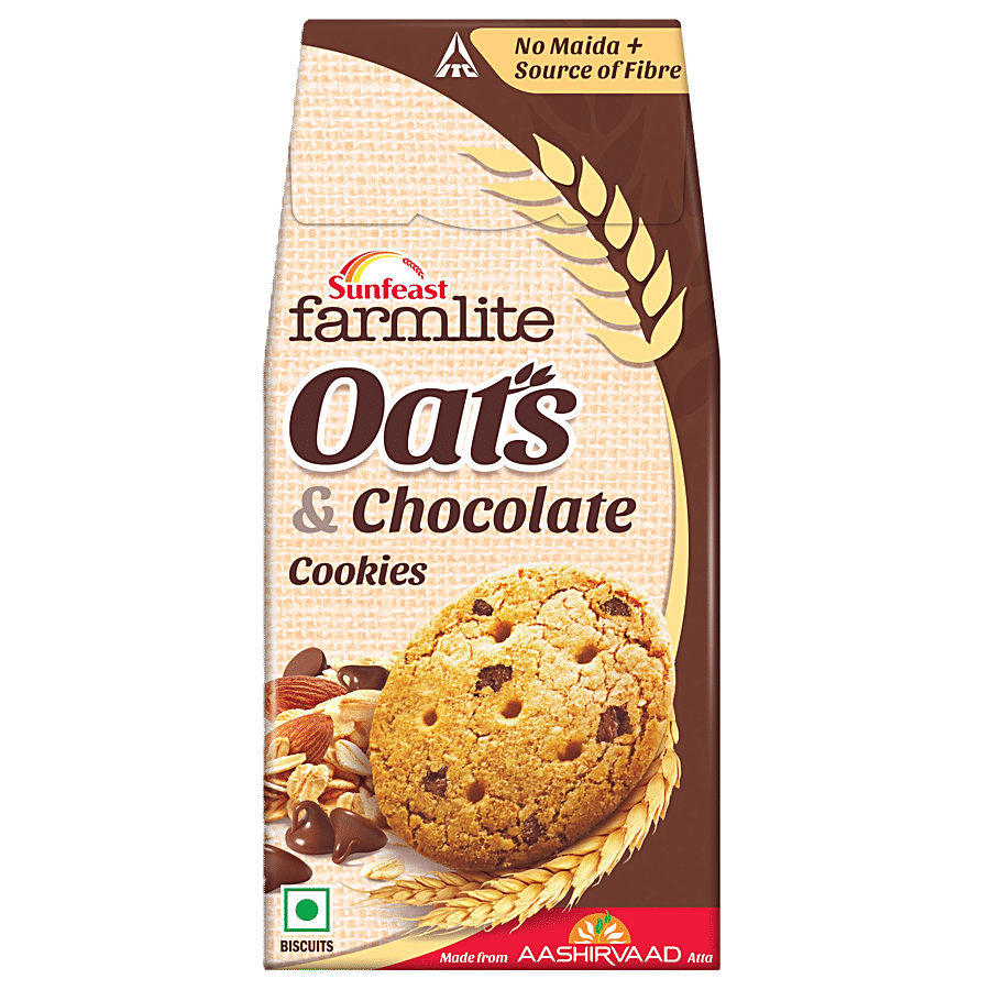 Sunfeast Farmlite Biscuit - Cookies - Oats & Chocolate, 150 g