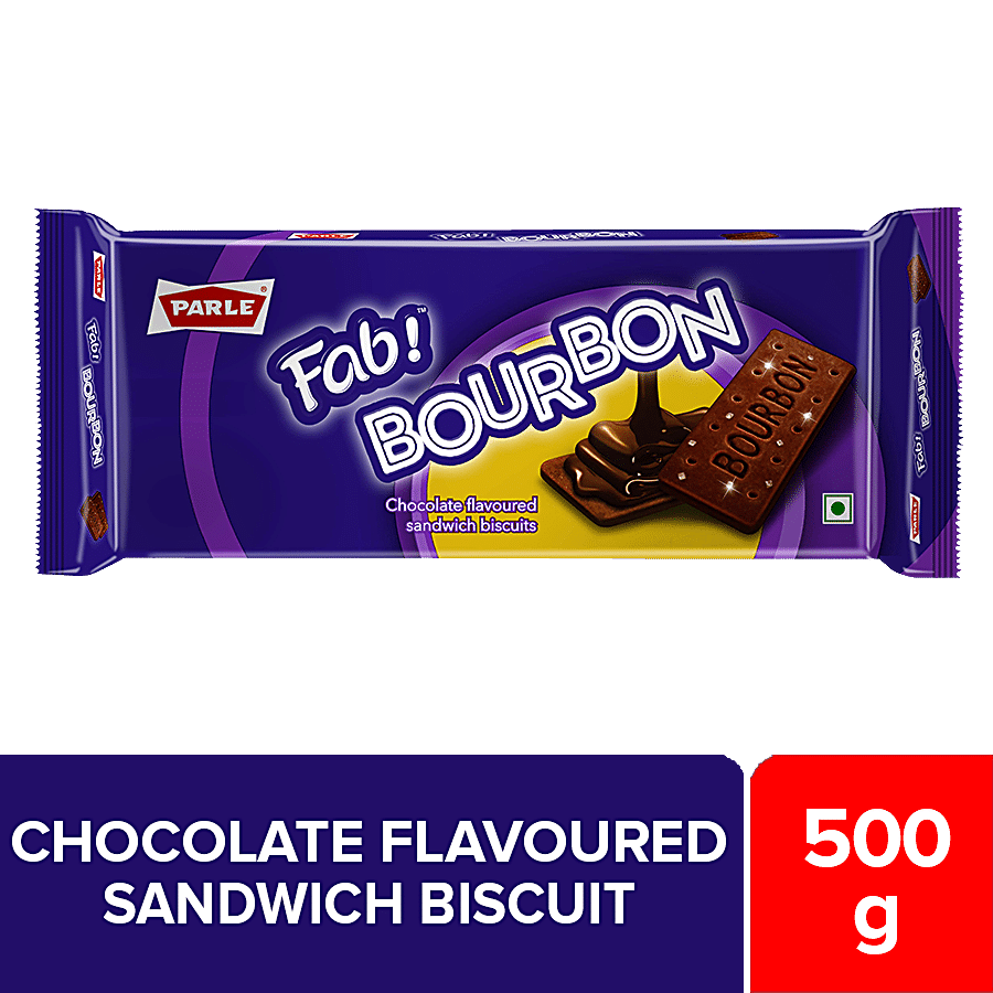 PARLE Fab Bourbon Cream Biscuits - Chocolate, 500 g