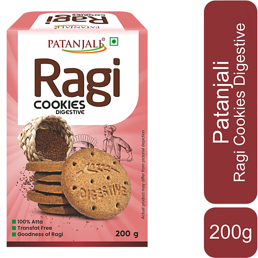 Patanjali Ragi Digestive Cookies, 200 G Pouch