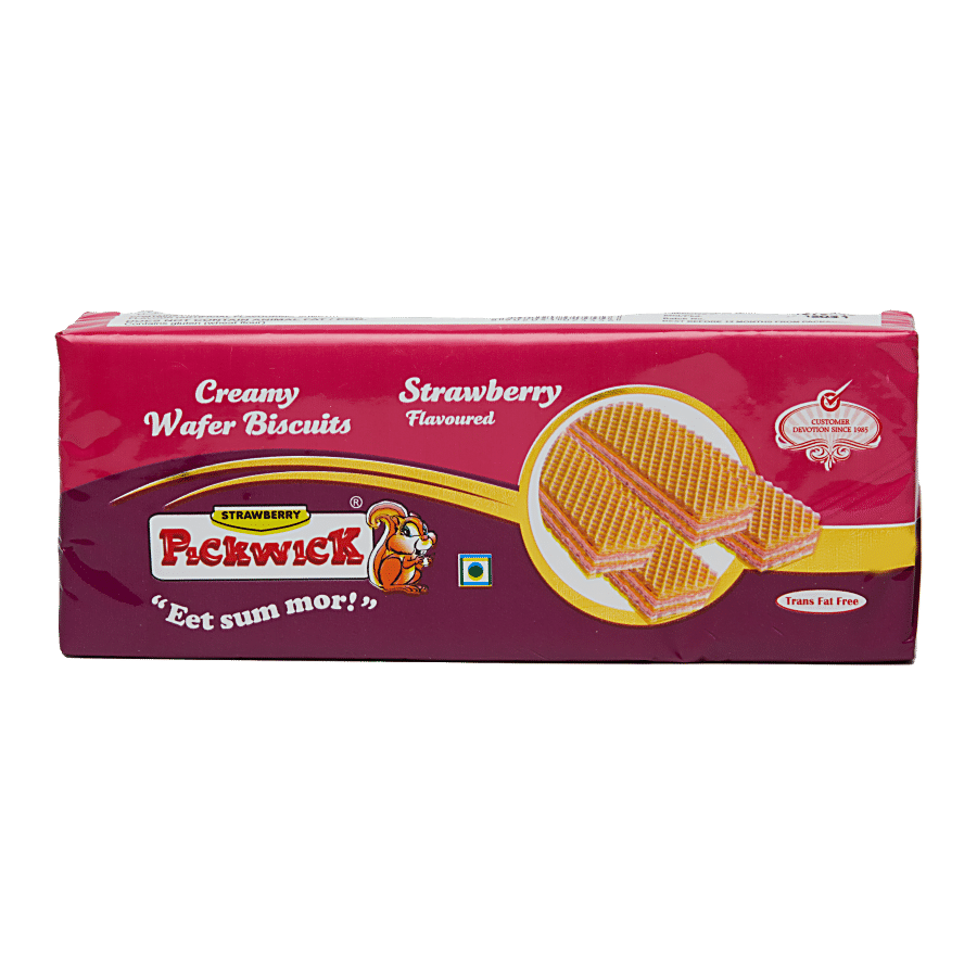 Pickwick Creamy Wafer Biscuits - Strawberry Flavour, 150 G Pouch
