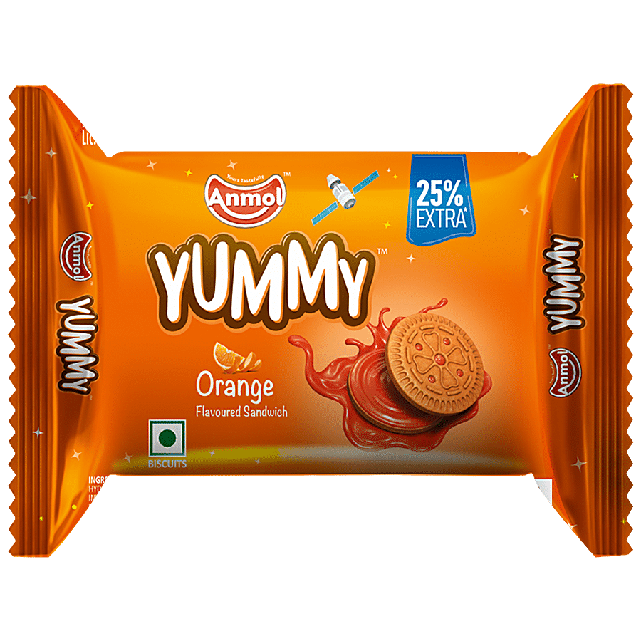 Anmol Yummy Sandwich Biscuits - Orange, 28 G (Get 7G Extra)