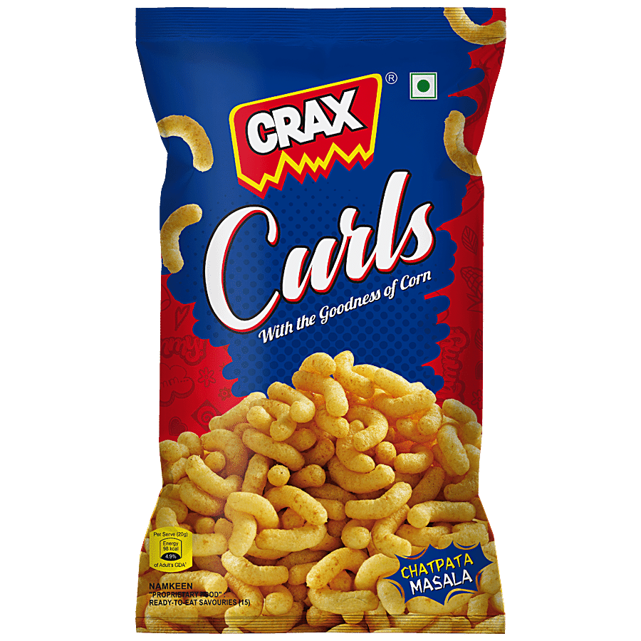 Crax Curls - Chatpata Masala, With The Goodness Of Corn, Yummy Snack, 57 G