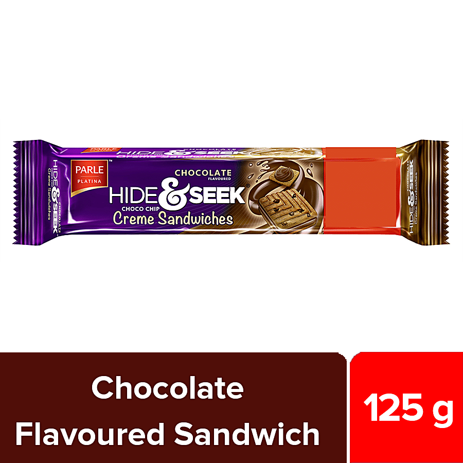 Parle Platina Hide & Seek Chocolate Flavoured Choco Chip Creme Sandwiches, 100 G (Get 25 G Extra)