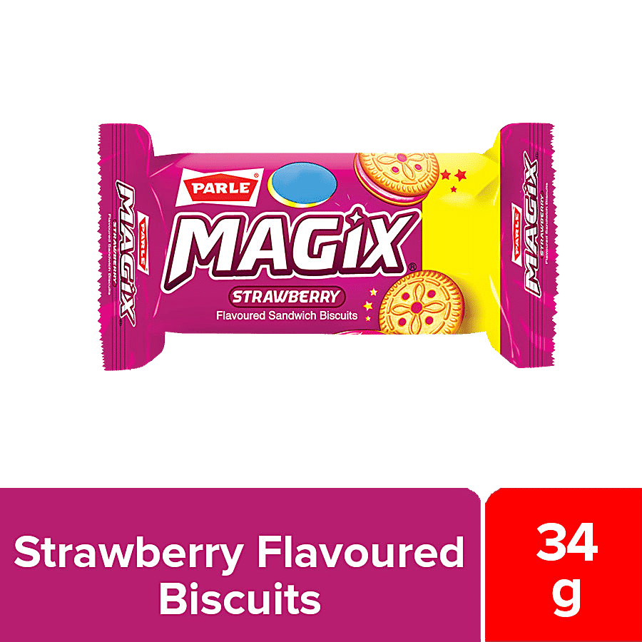 Parle Magix Sandwich Biscuits - Strawberry, 34 G