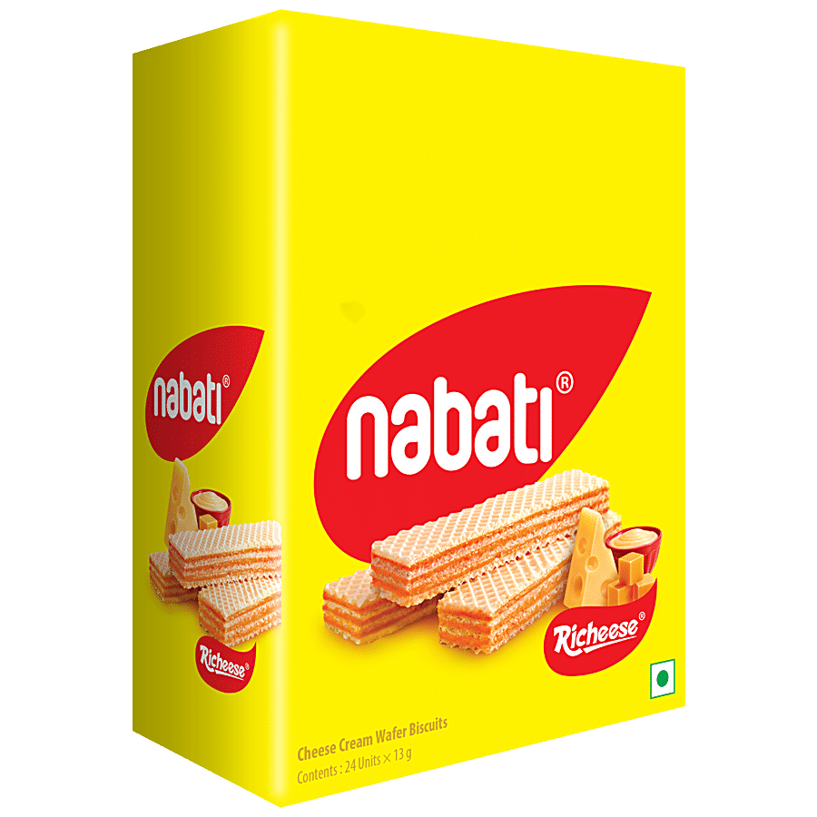 Nabati Richeese Cheese Cream Wafer Biscuits - Crunchy, Crispy, Rich In Vitamin A, 13 G (24 Pcs)