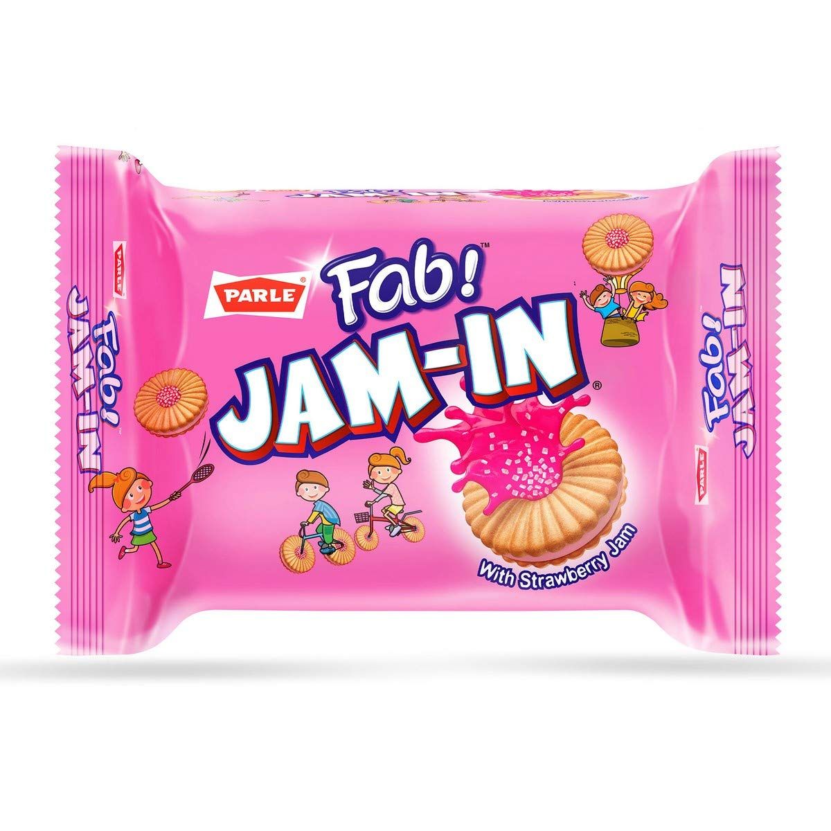 Parle Fab! Jam-In Strawberry Flavoured Jam Biscuits, 150G