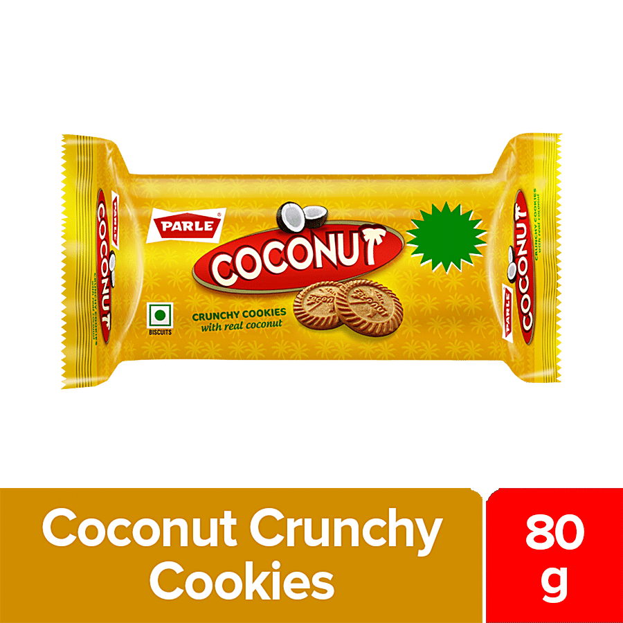 Parle Coconut Crunchy Cookies, 80 G (60G + 20G Extra)
