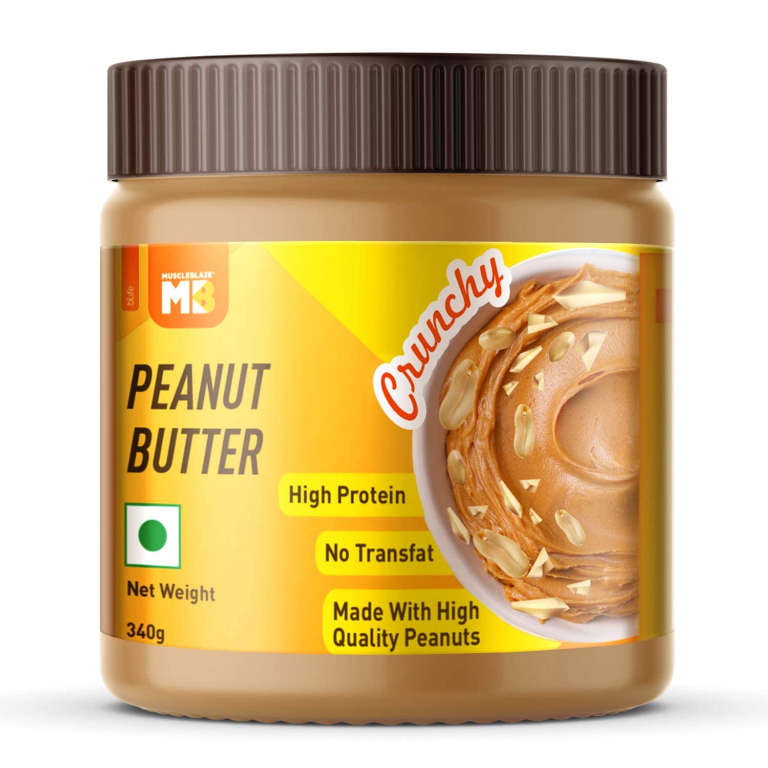Muscleblaze Classic Peanut Butter With Omega 3 & 6, Crunchy, 26 G Protein, Fibre Rich, No Trans Fat, 340 G