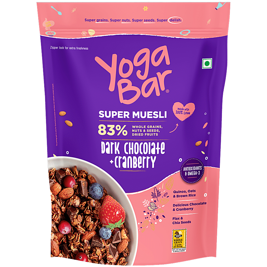 Yoga Bar Muesli - Dark Chocolate & Cranberry, Healthy, Rich In Protein, Breakfast Cereal, 400 g