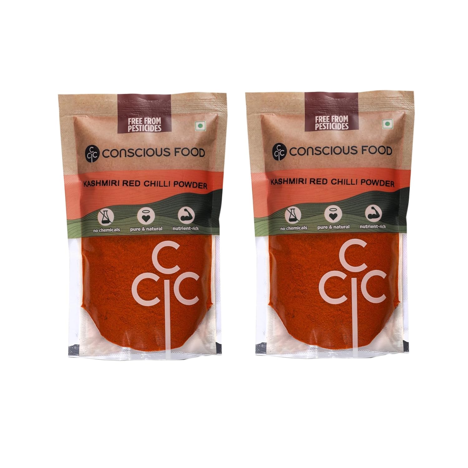 Conscious Food Kashmiri Red Chilli Powder | 200G (100G X 2) | Iron-Pounded | 100% Natural