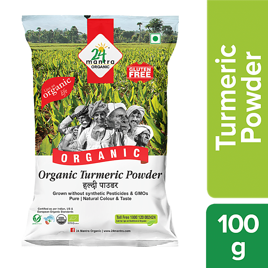 24 Mantra Organic Organic Powder - Turmeric, 100 G Pouch