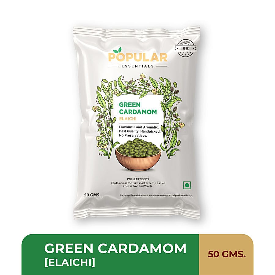 Popular Essentials Green Cardamom/Elaichi, 50 g