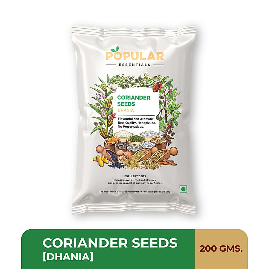 Popular Essentials Coriander Seeds/Dhania, 200 g