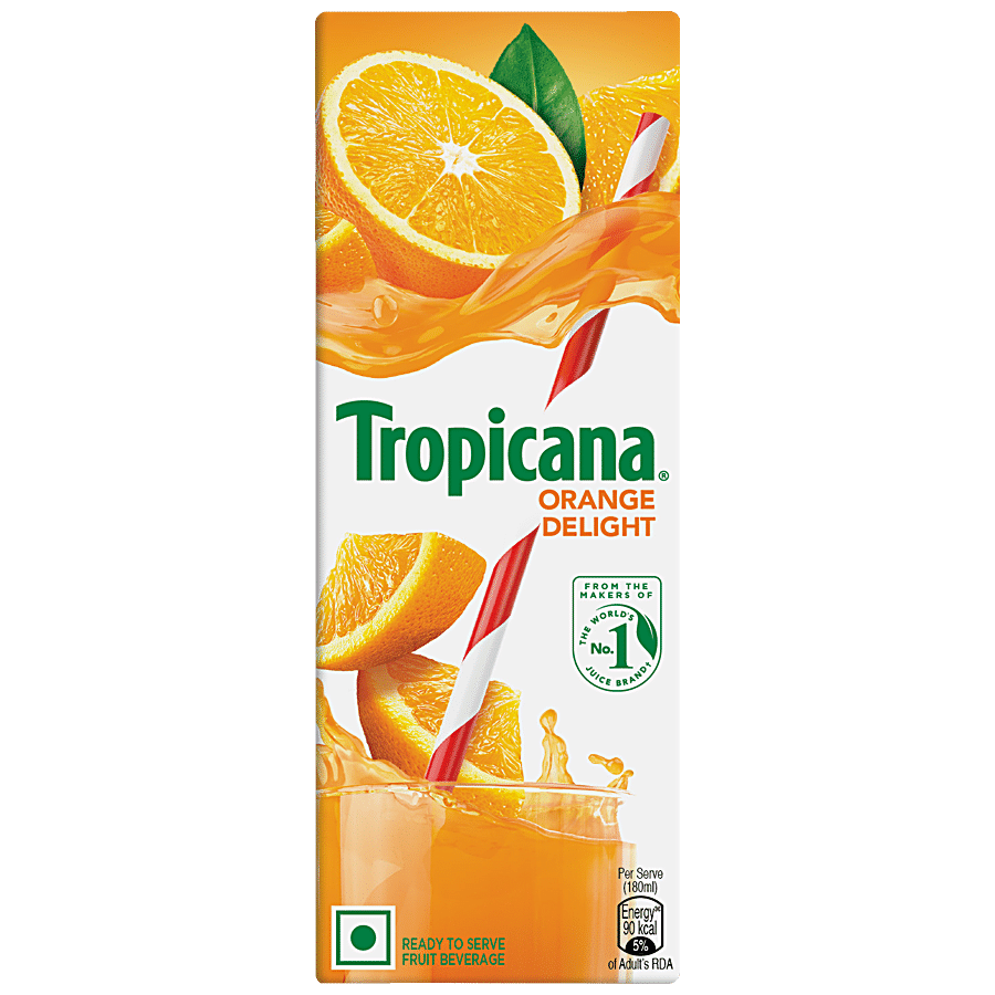 Tropicana Orange Delight Fruit Juice, No Added Preservatives, 180 Ml Tetra