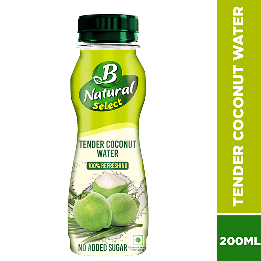 B Natural Select Tender Coconut Water, 200Ml, No Added Sugar, 100% Refreshing, Nariyal Pani Drink, No Artificial Flavour, Helps In Hydration