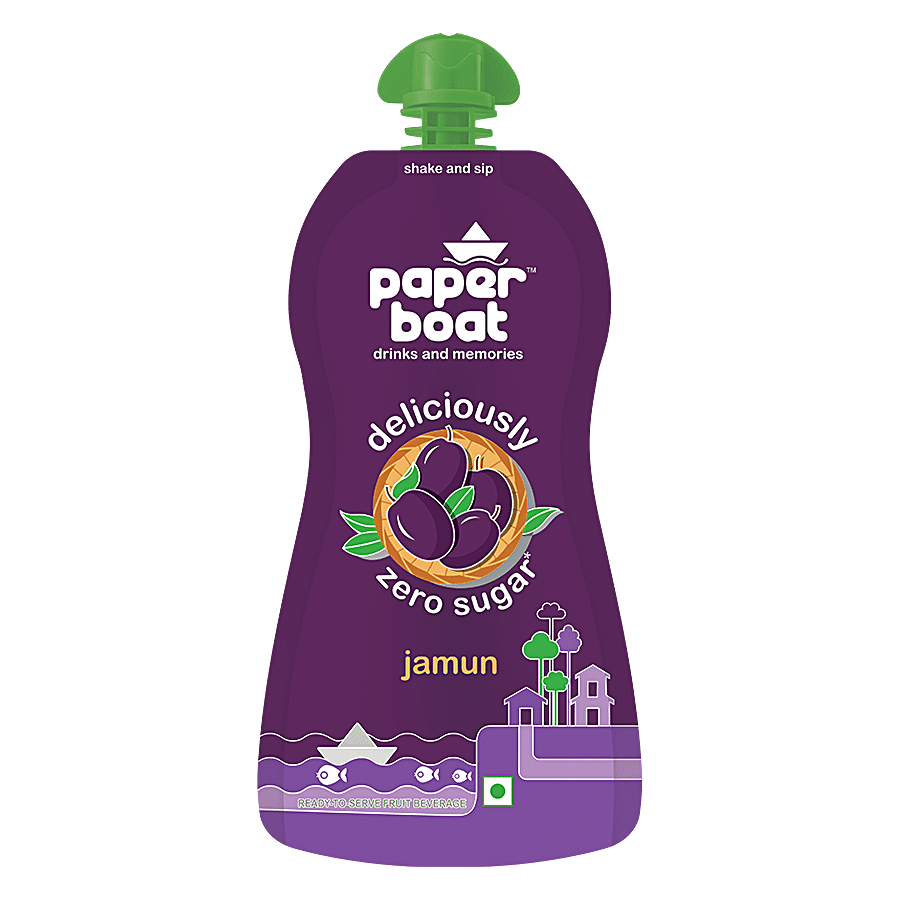 Paper Boat Zero Sugar Jamun Drink, Natural, No Preservatives, Vitamins, Minerals Rich, Low Carbs, 200 Ml Pouch