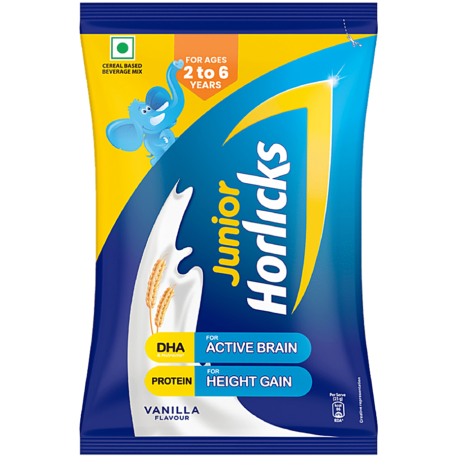 Junior Horlicks Health & Nutrition Drink - Vanilla, Support Physical Growth & Development, 400 g Pouch