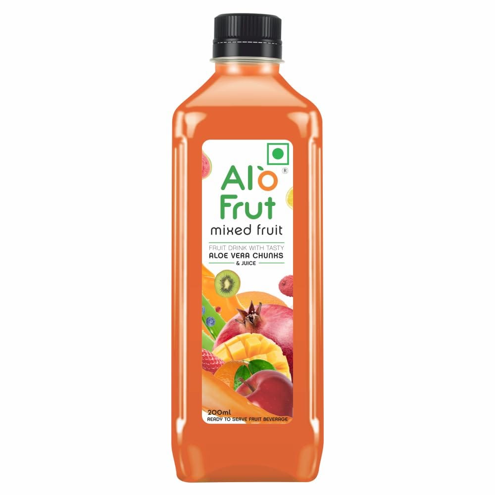 Alo Frut Mixed Fruit Aloevera Juice With Aloevera Chunks 200Ml (Pack Of 1), 1 Case, Fruit Juice With Aloevera Chunks, Healthy Hai Isme Aloevera Hai, Ready To Serve Drink