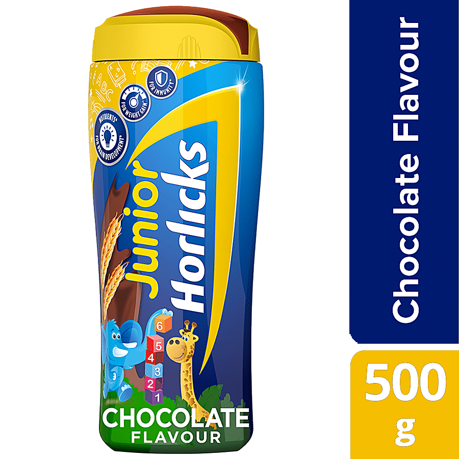Horlicks Junior, Health Drink, Chocolate, Specialized Nutrition For Kids, 500 G