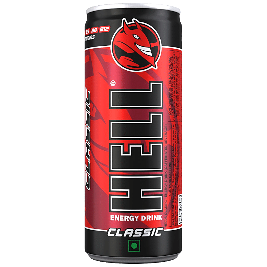 Hell Energy Drink, Classic, Caffeinated Beverage, 250 Ml
