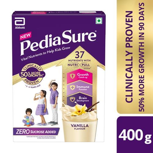 Pediasure Zero Sucrose Health Drink, Vanilla Flavour, Nutrition For Kids Growth, 400 G Box
