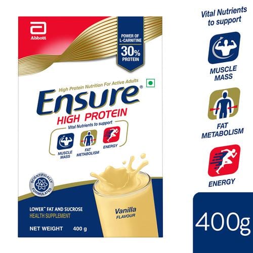 Ensure High Protein Drink, For Physically Active Adults, Vanilla Flavour, 400 G Box