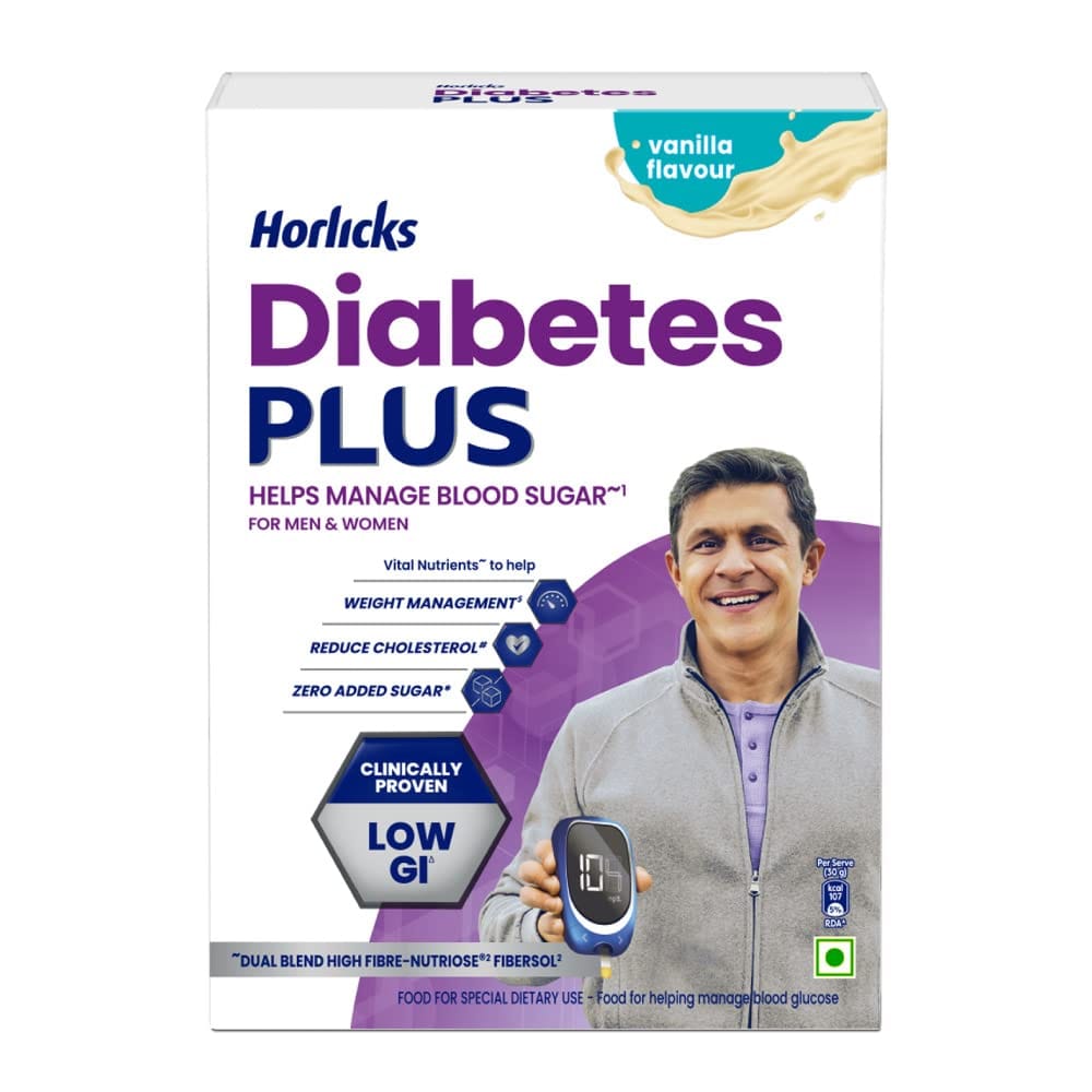 Horlicks Diabetes Plus Vanilla, Helps Manage Blood Sugar, 400 G Jar